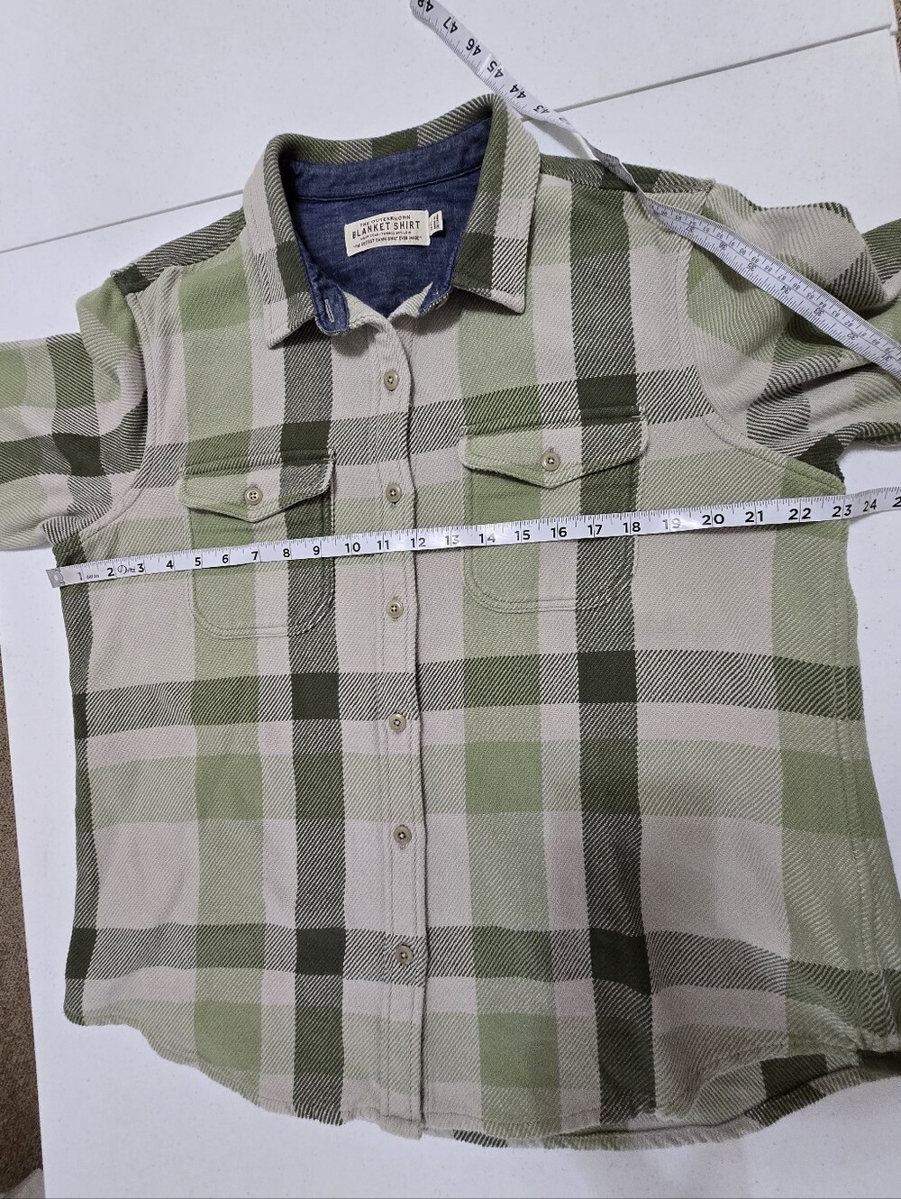 Outerknown Blanket Shirt Fen Sage High Plaid Women's M/L Surfer Beach - Picture 4 of 10